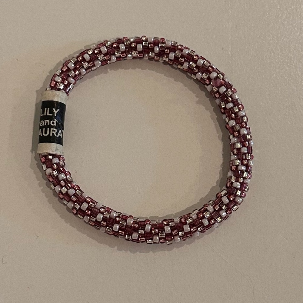 Lily and Laura Purple Berry and Light Pink Beaded Bracelet